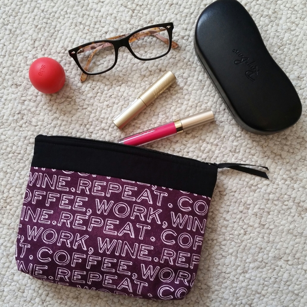 Handmade work coffee wine repeat cosmetic bag